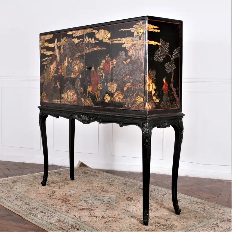 Thumbnail: A rare matched pair of early 19th century large lacquered cabinets, circa 1800