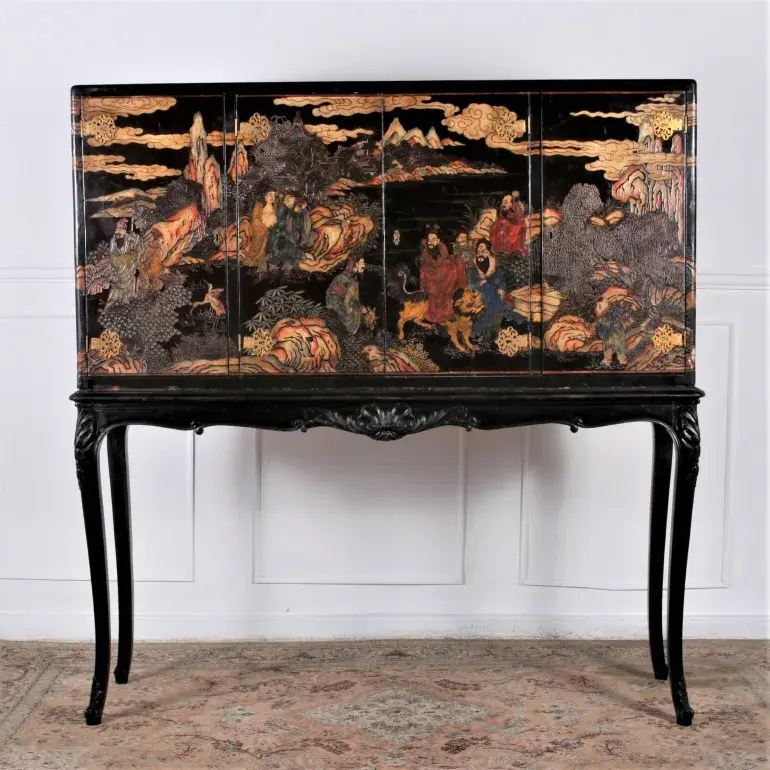Thumbnail: A rare matched pair of early 19th century large lacquered cabinets, circa 1800