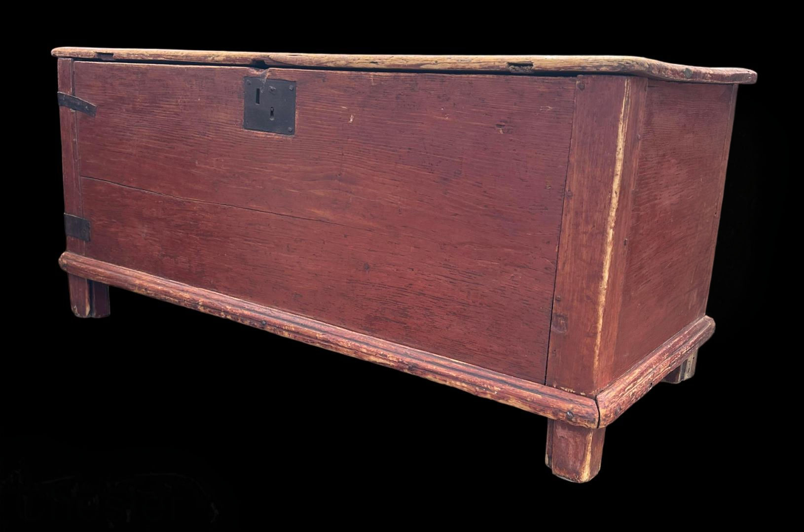 A mid 18th century Canadian Louis XIII painted chest, Quebec