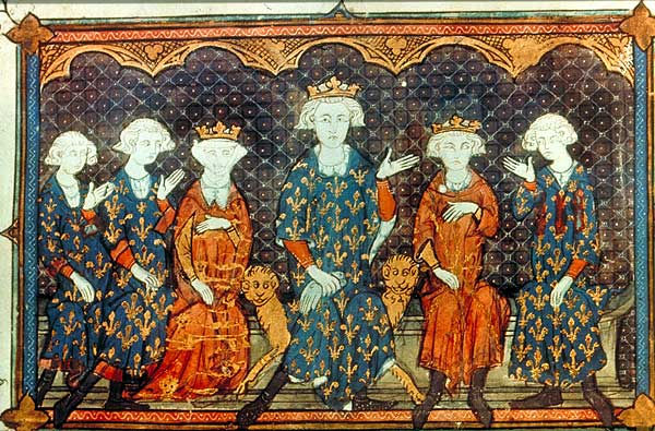 Isabella of France, third from left, with her father, Philip IV of France, centre
