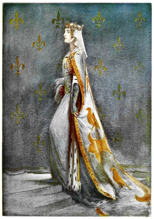 14th century Queen of Richard II – Anne of Bohemia – illustration by Percy Anderson for Costume Fanciful, Historical and Theatrical, 1906