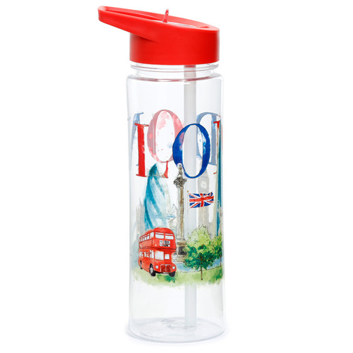 Reusable London Tour 550ml Water Bottle with Flip Straw The British