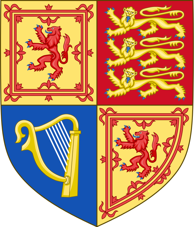 Queen Elizabeth II shield of arms as used in Scotland. Royal heraldry of the United kingdom