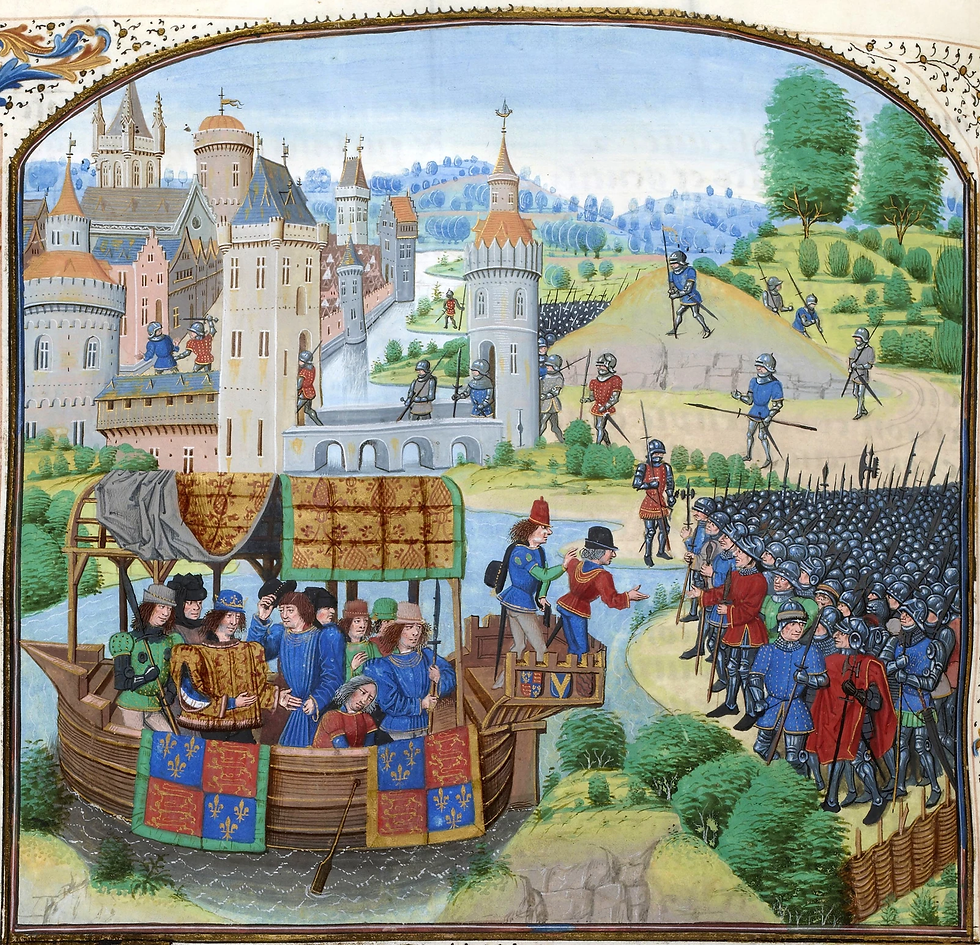 Richard II meets the rebels on 14 June 1381 in a miniature from a 1470s copy of Jean Froissart's Chronicles.