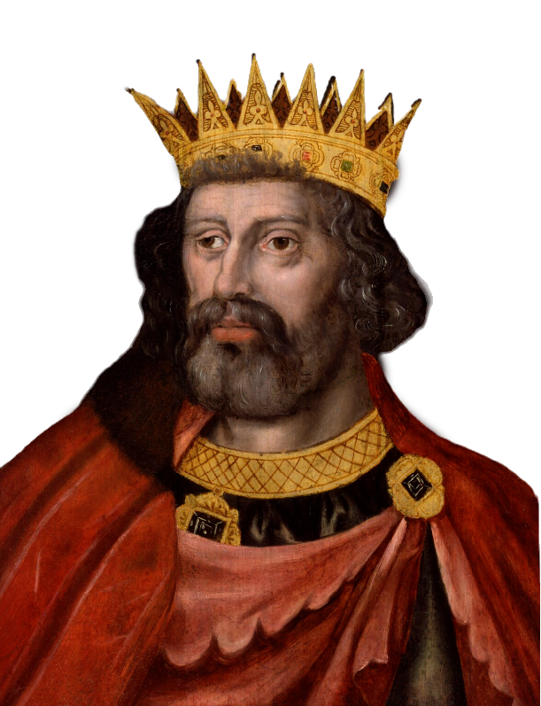 A fourteenth-century illumination of Edward II, King of England on folio 105r of Bodleian Library MS Rawlinson C 292.