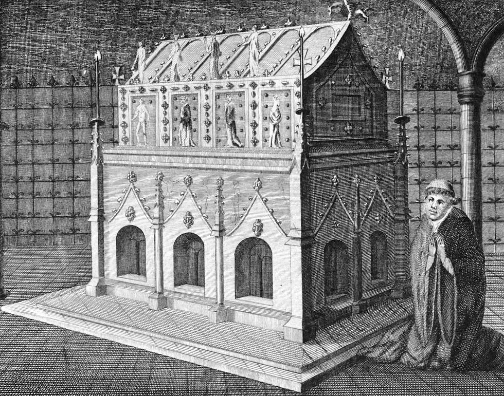 A depiction of St Edmund's shrine. The shrine was destroyed in 1539.