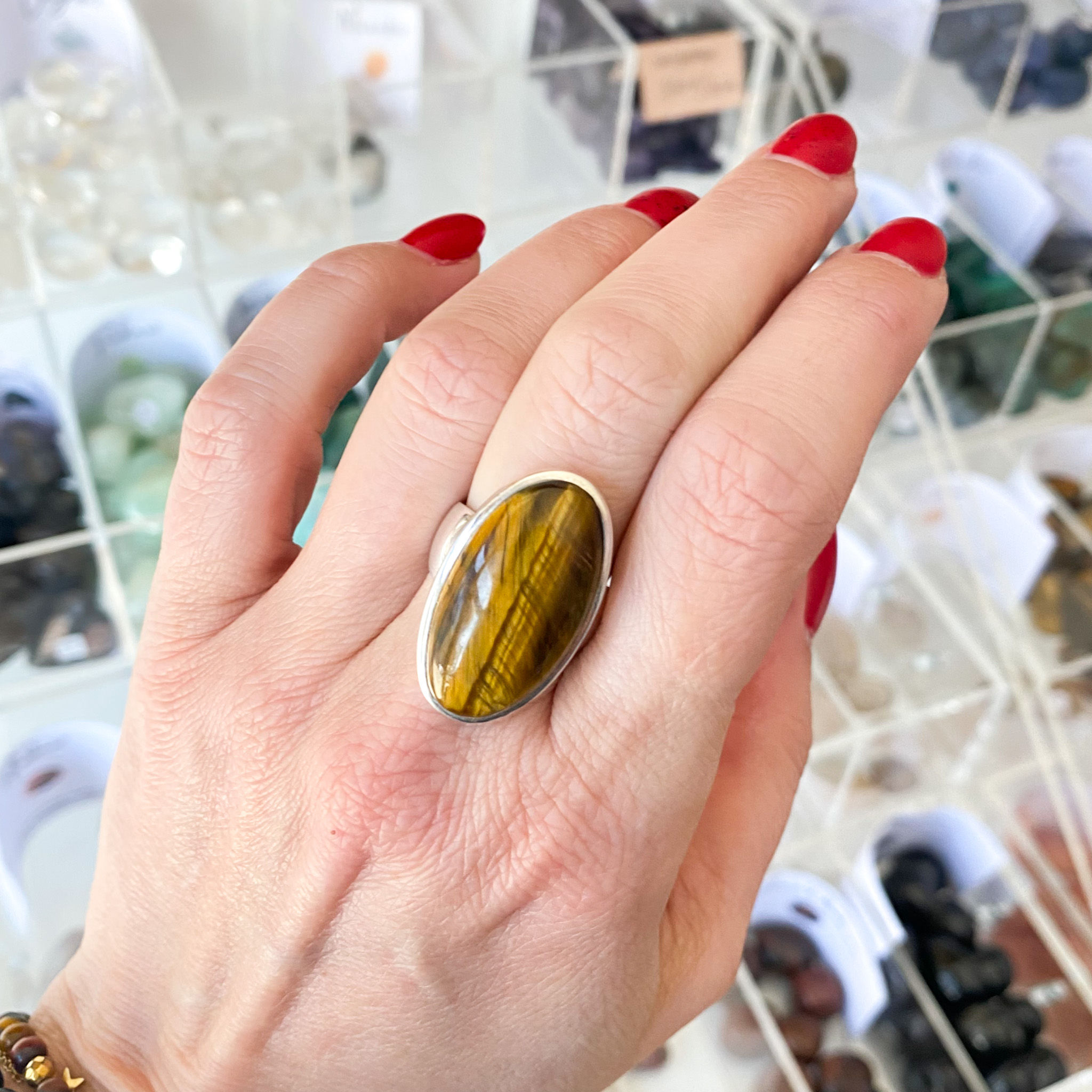 Tijgeroog zilveren ring (mt54)