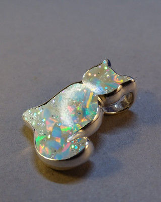Thumbnail: Sterling Silver Cat Opal Pendant