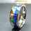 Thumbnail: 8mm Stainless Steel Wave Ring Inlaid with Opals