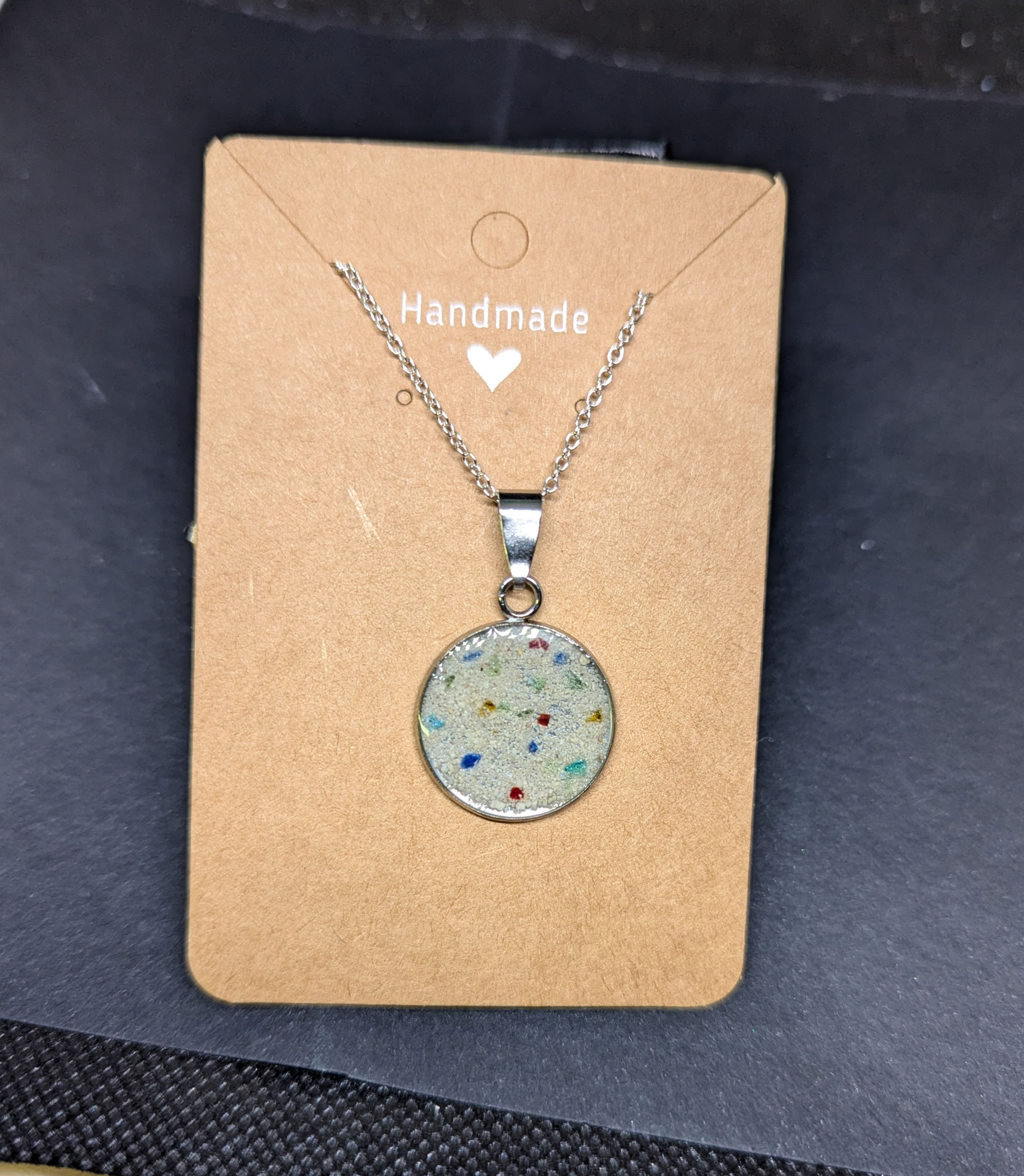 Stainless Steel Pendant Inlaid with Sand & Sea Glass