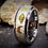Thumbnail: Size 8 8mm Tungsten Ring Inlaid with White Pearl Dichrolam & Runes