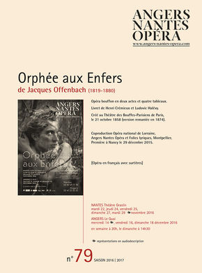 Programme de salle de Orphée pour Angers Nantes Opéra