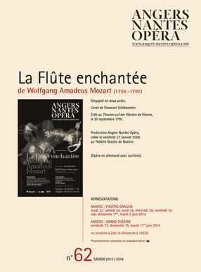 Programme de salle de la Flûte enchantée pour Angers Nantes Opéra