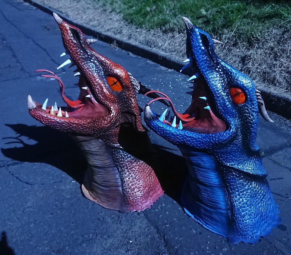Wall-mounted dragon heads