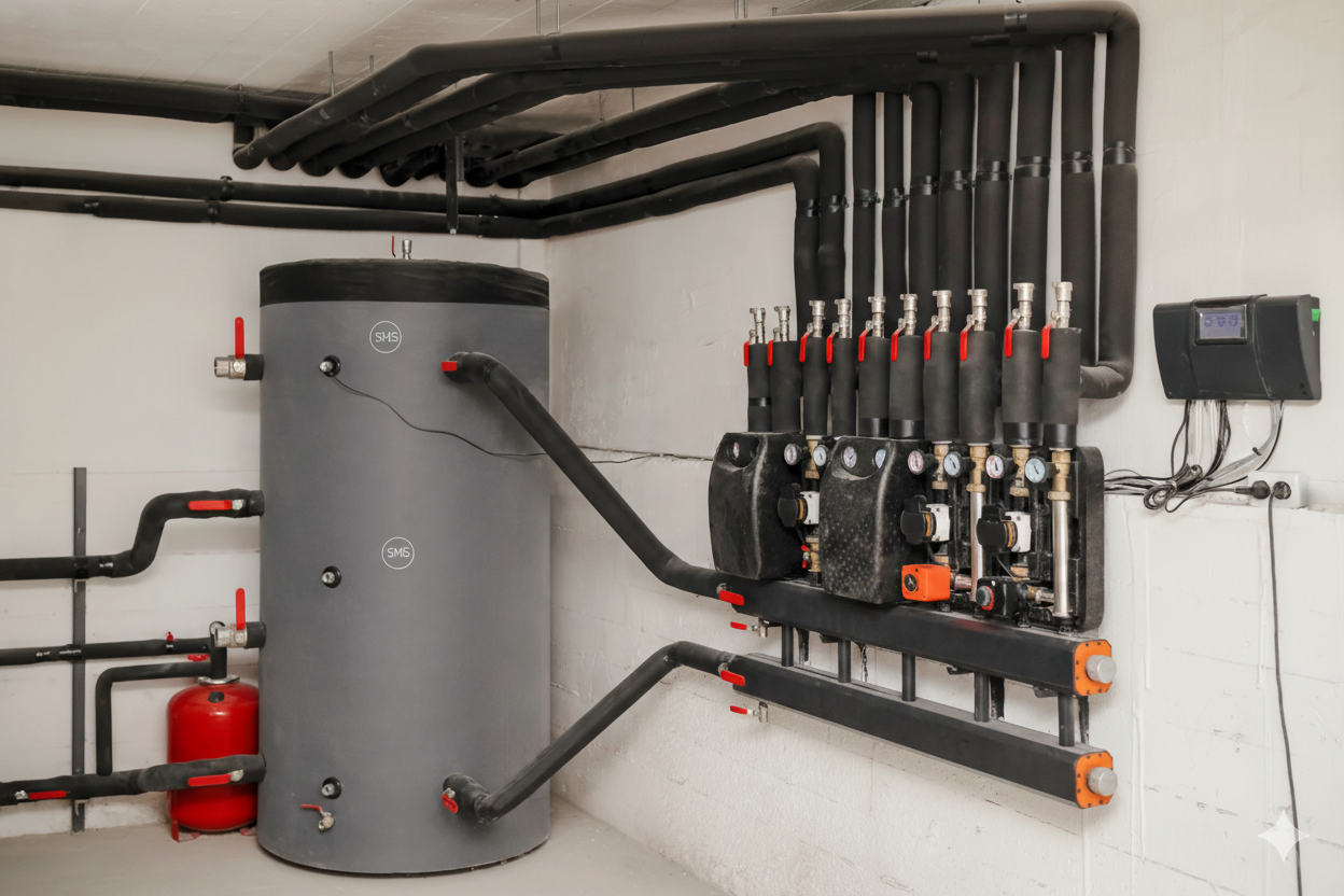 Zamontowany bufor w profesjonalnej instalacji SHS