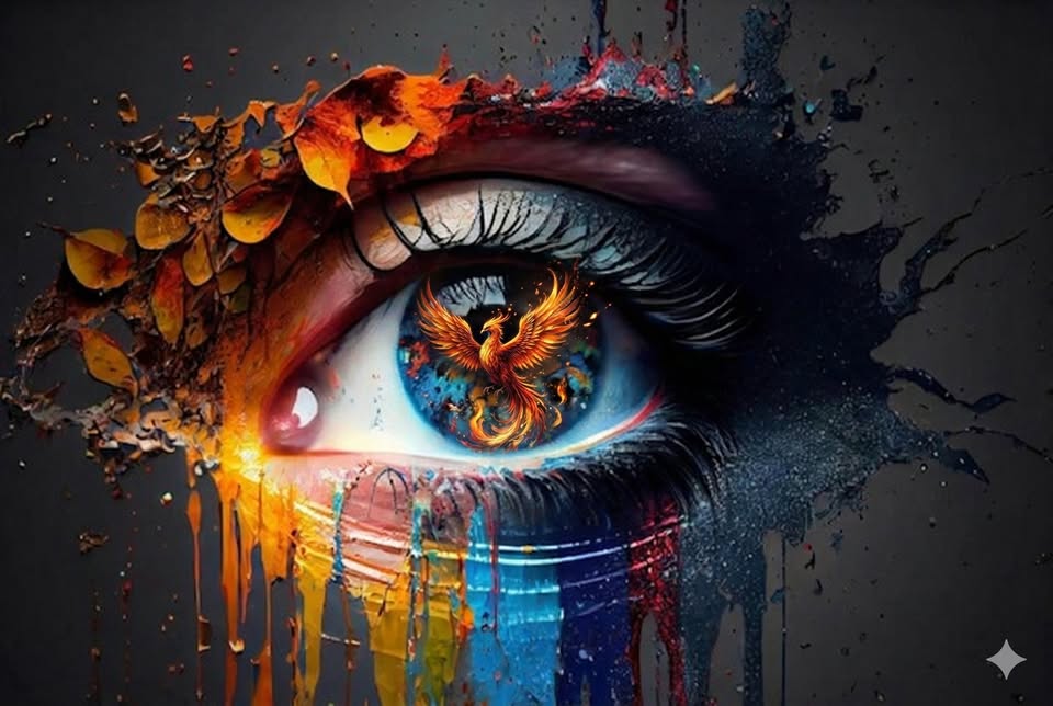 Phoenix in the eye - A metaphor for struggle and rebirth