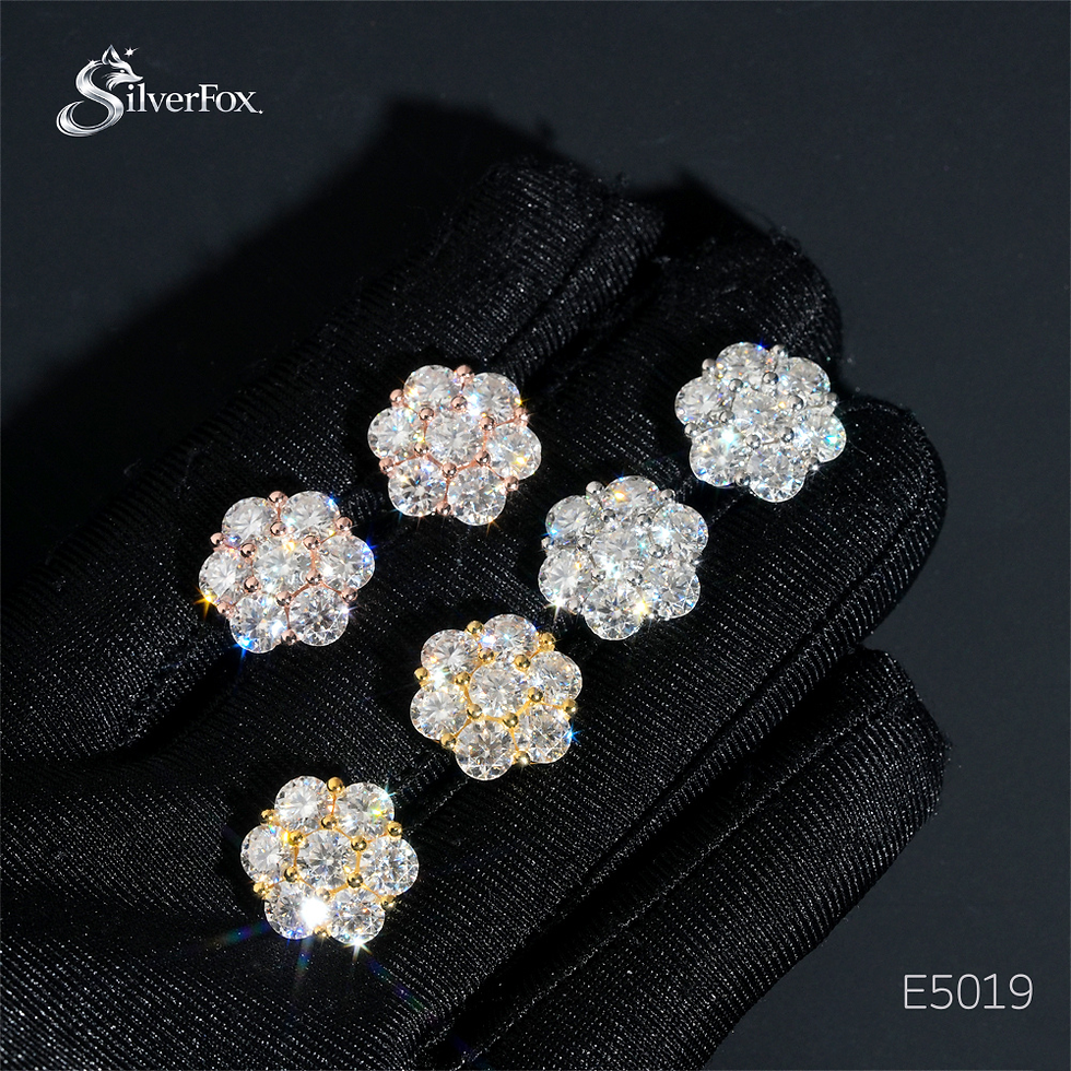 サムネイル： ★E5019　フラワーピアス｜Moissanite × S925