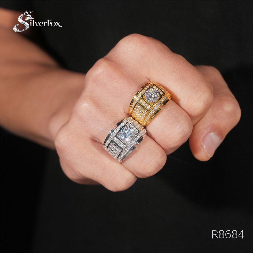 サムネイル： R8684　パヴェワイドバンド　リング｜Moissanite × S925