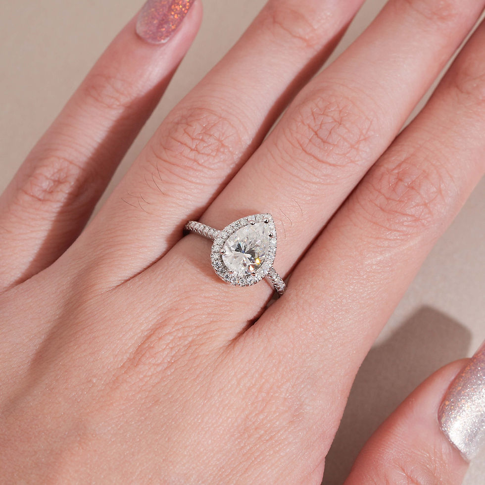 サムネイル： R8889 ペアシェイプカットレディースリング 2ct | Moissanite ×S925