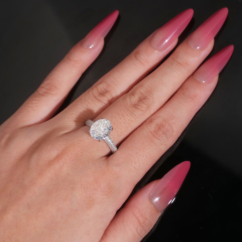 サムネイル： R8912 エッグカットパヴァバンド レディースリング 2ct | Moissanite ×S925