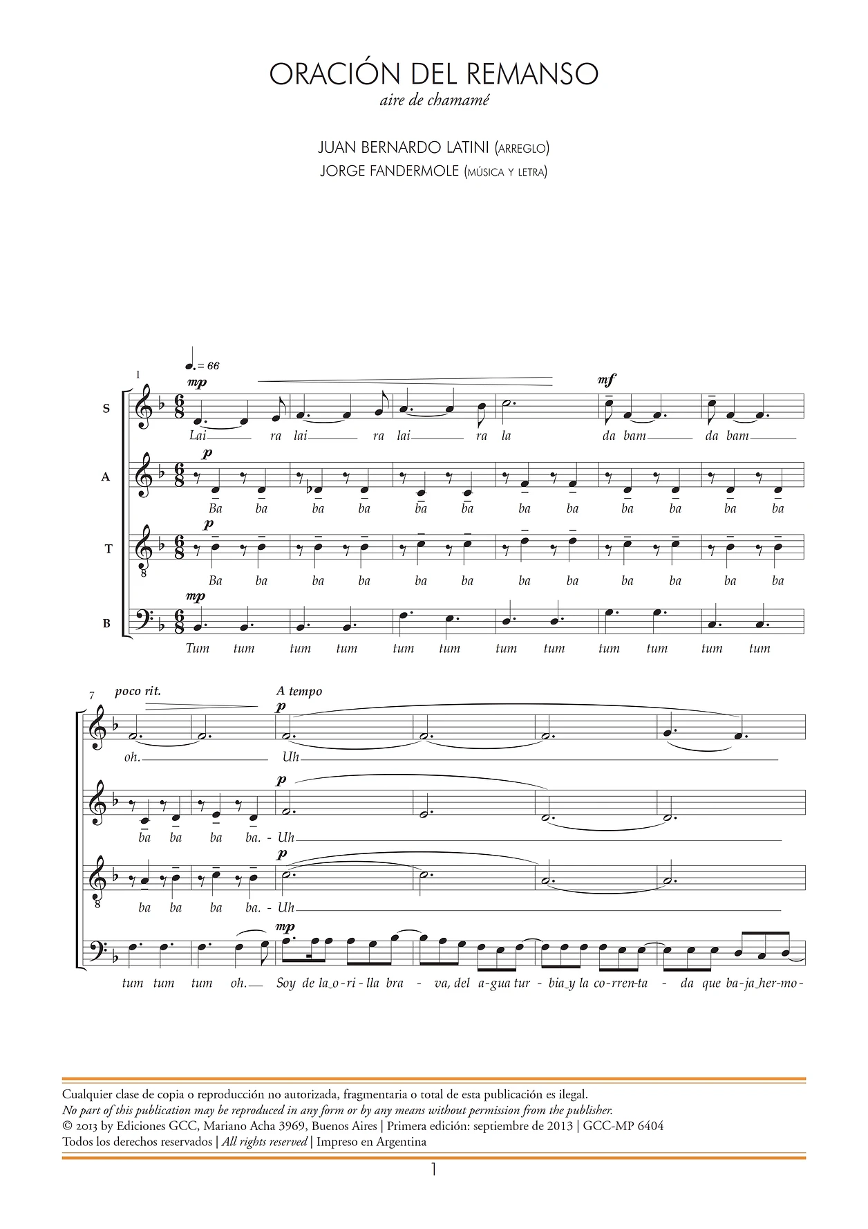 Oracion Del Remanso 3 Item Bernardo Latini Música de zoe (soñé) en partitura que contiene melodía, letra, bajo eléctrico, acordes. bernardo latini