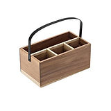Acacia Wood Box With Handle 4 Comp. Leone, 26x15x11.7cm