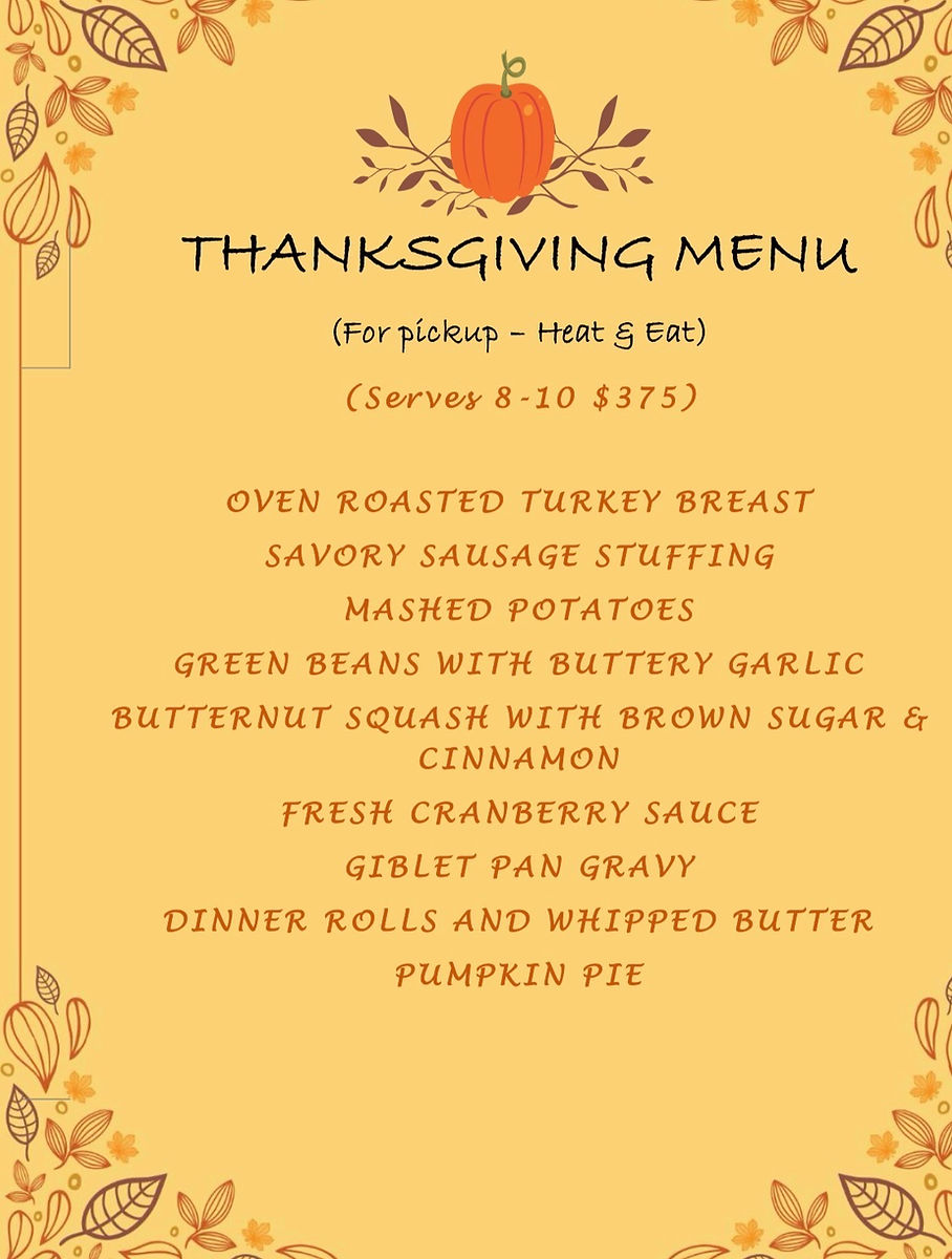 Thanksgiving ToGo Menu