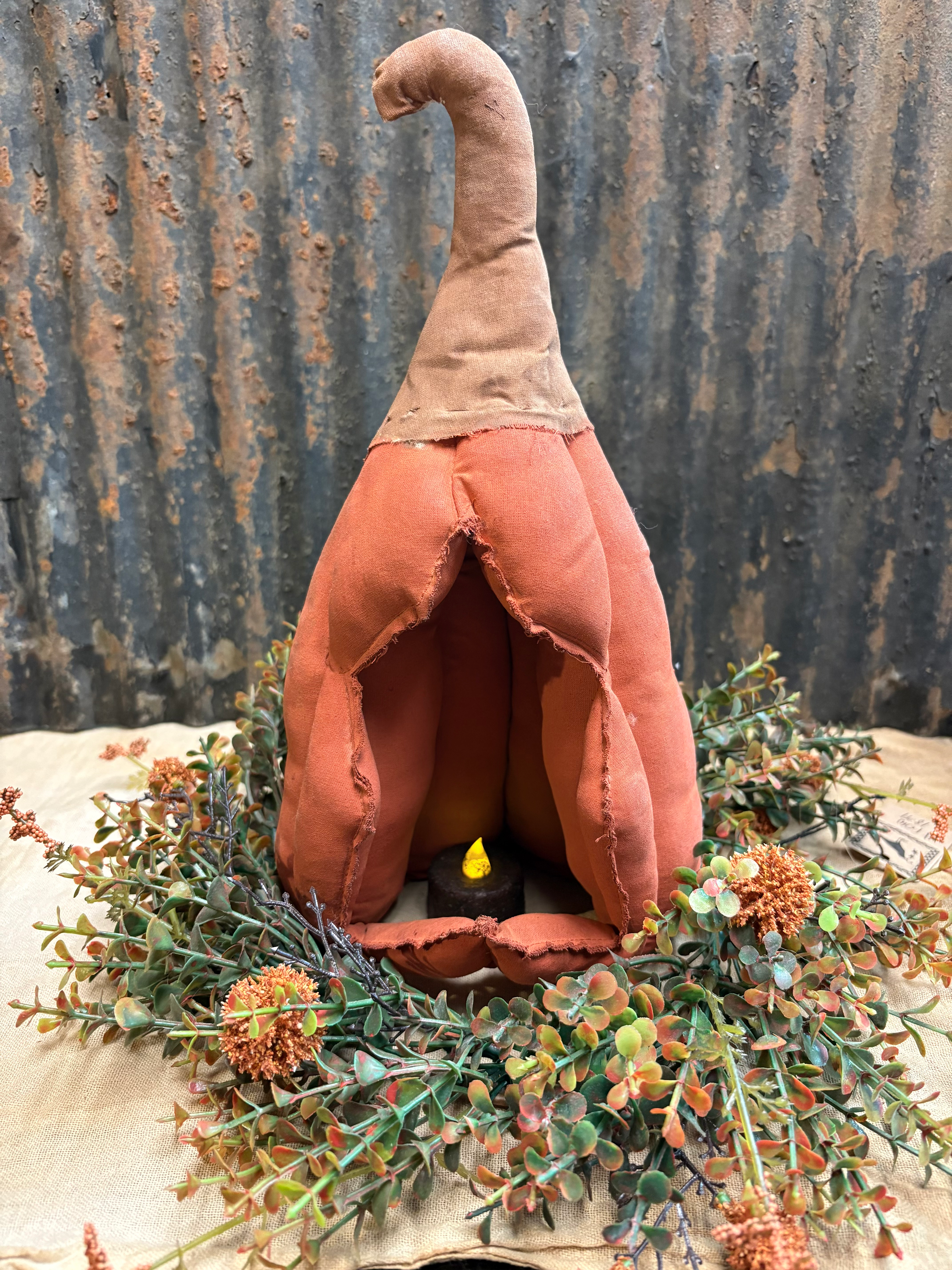 #5183 Caarved Pumpkin with Tea Light