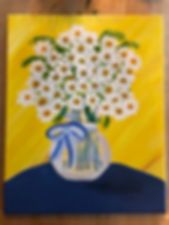 “Vase of Daisies” Acrylic Painting on 16x20 Canvas
