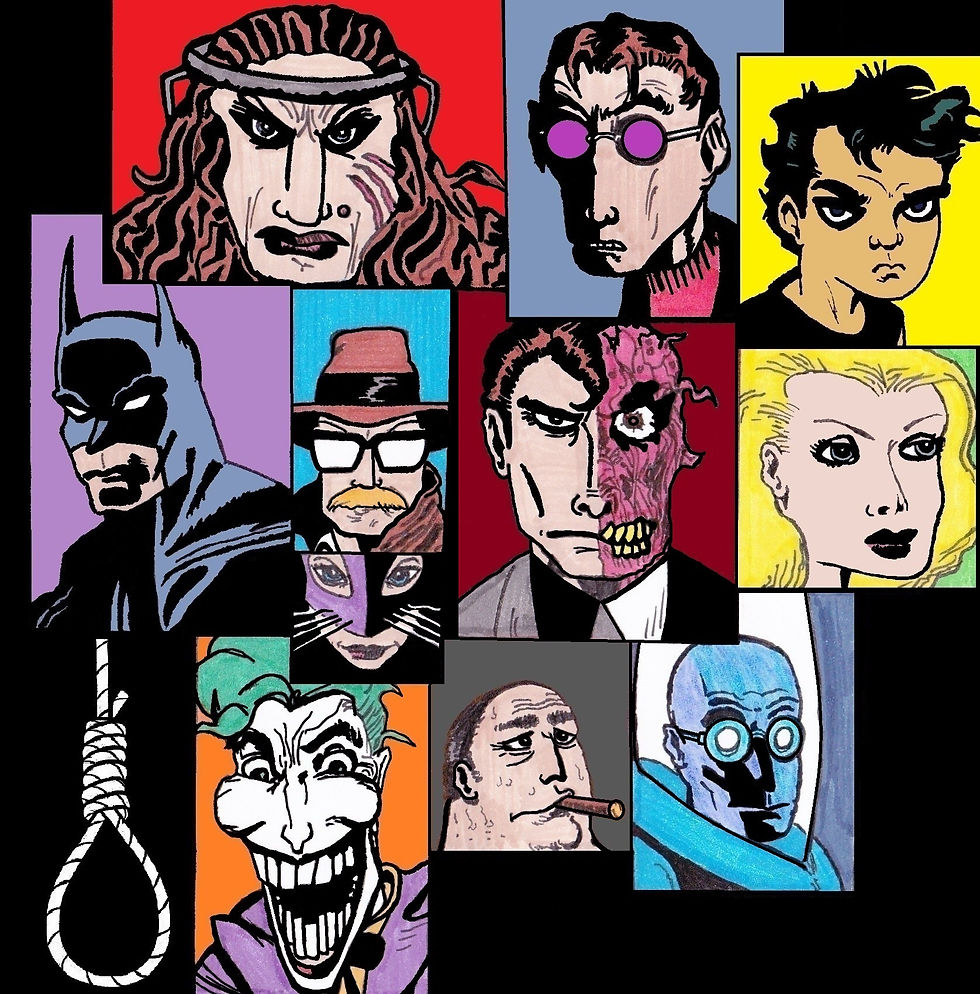 The main cast of Batman: Dark Victory, by Dan Cheeseman copying Tim Sale