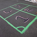 Leisure and creative childhood game of four squares The colorful squares are outlined usin