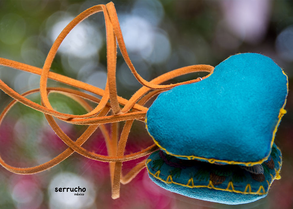 Miniatura: Collar Corazón Bordado a Mano Sierra de Puebla - Naranja