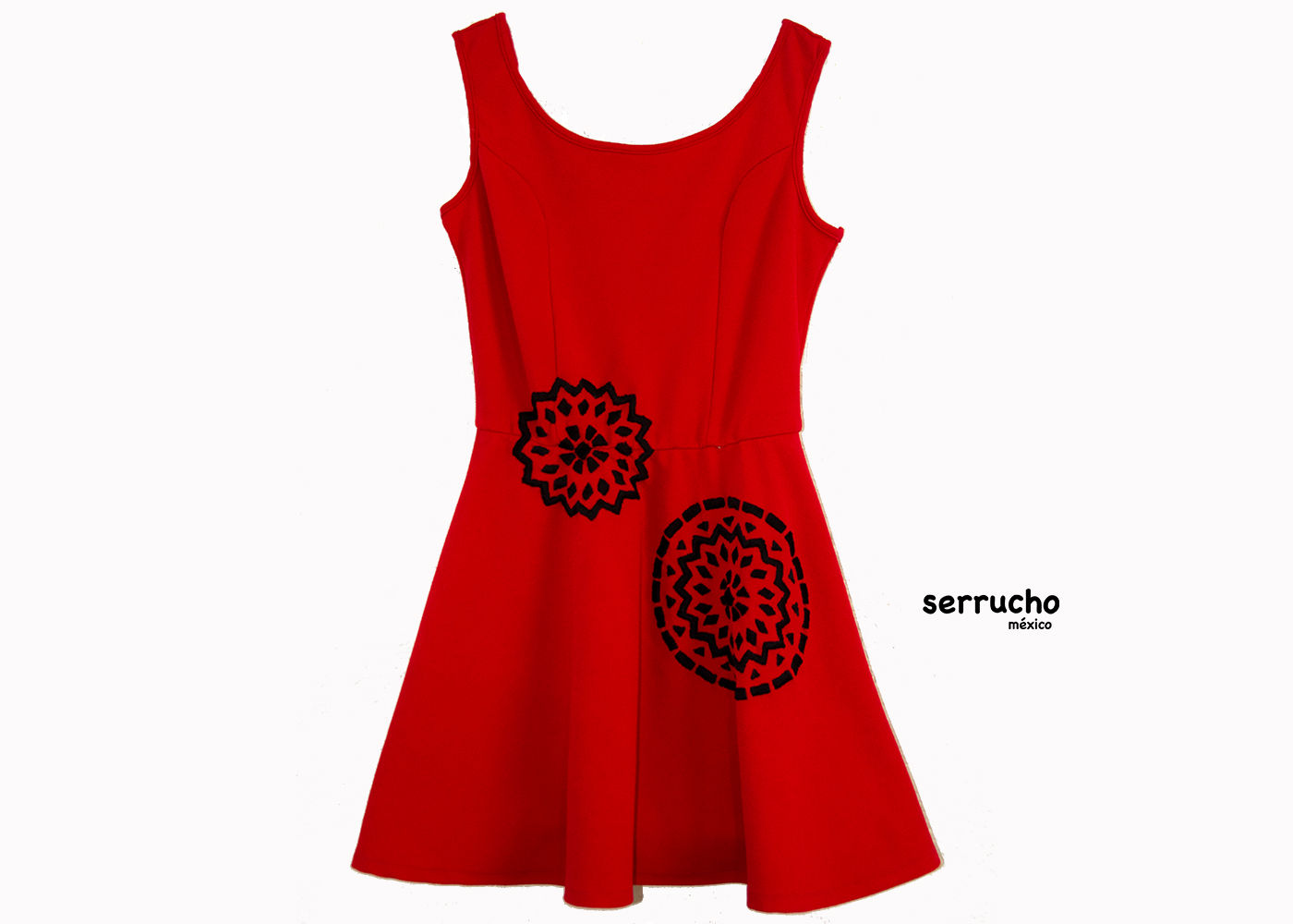 Mandala Rojo Vestido Bordado Sierra Puebla