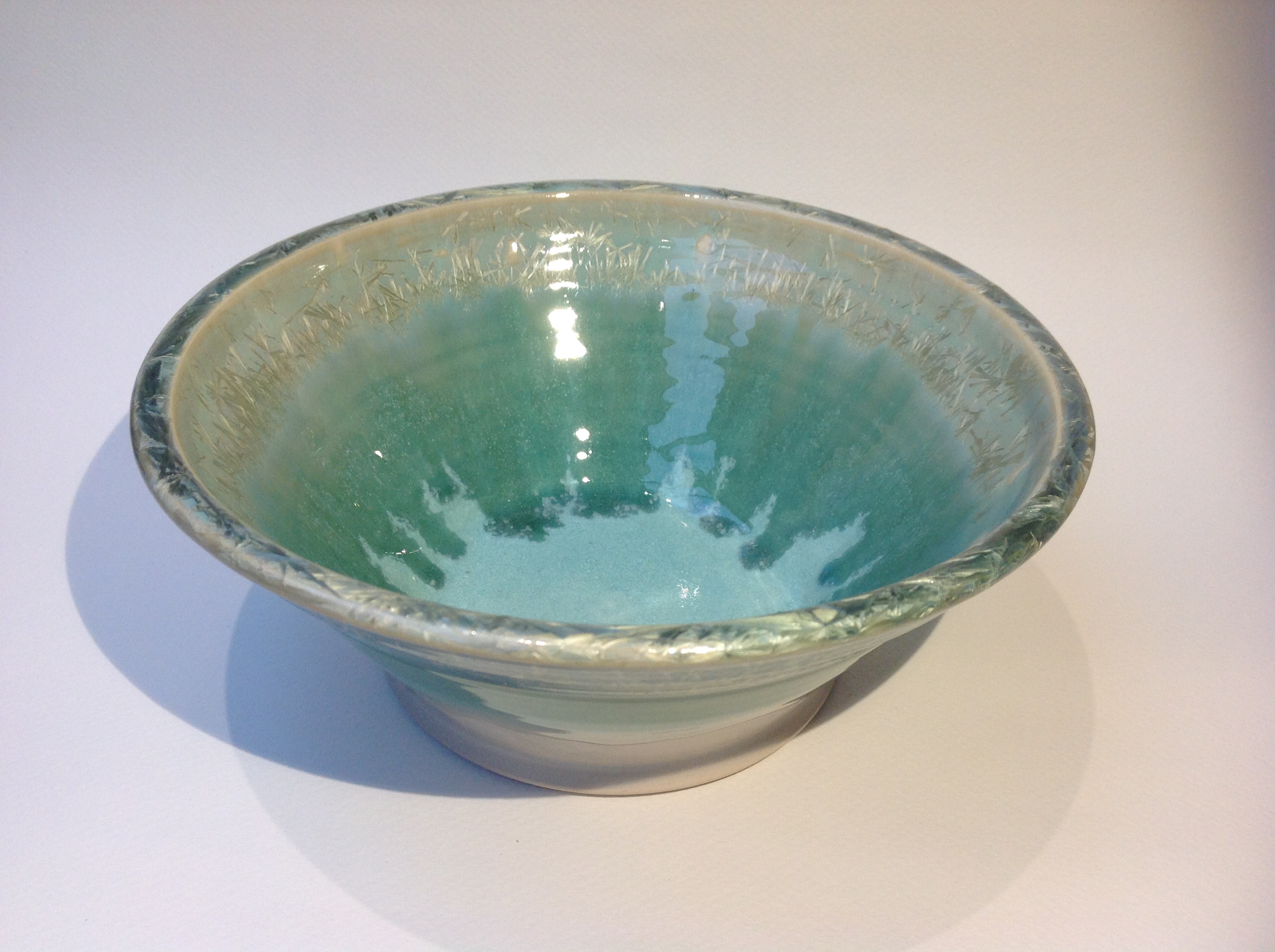 Large crystalline glazed bowl