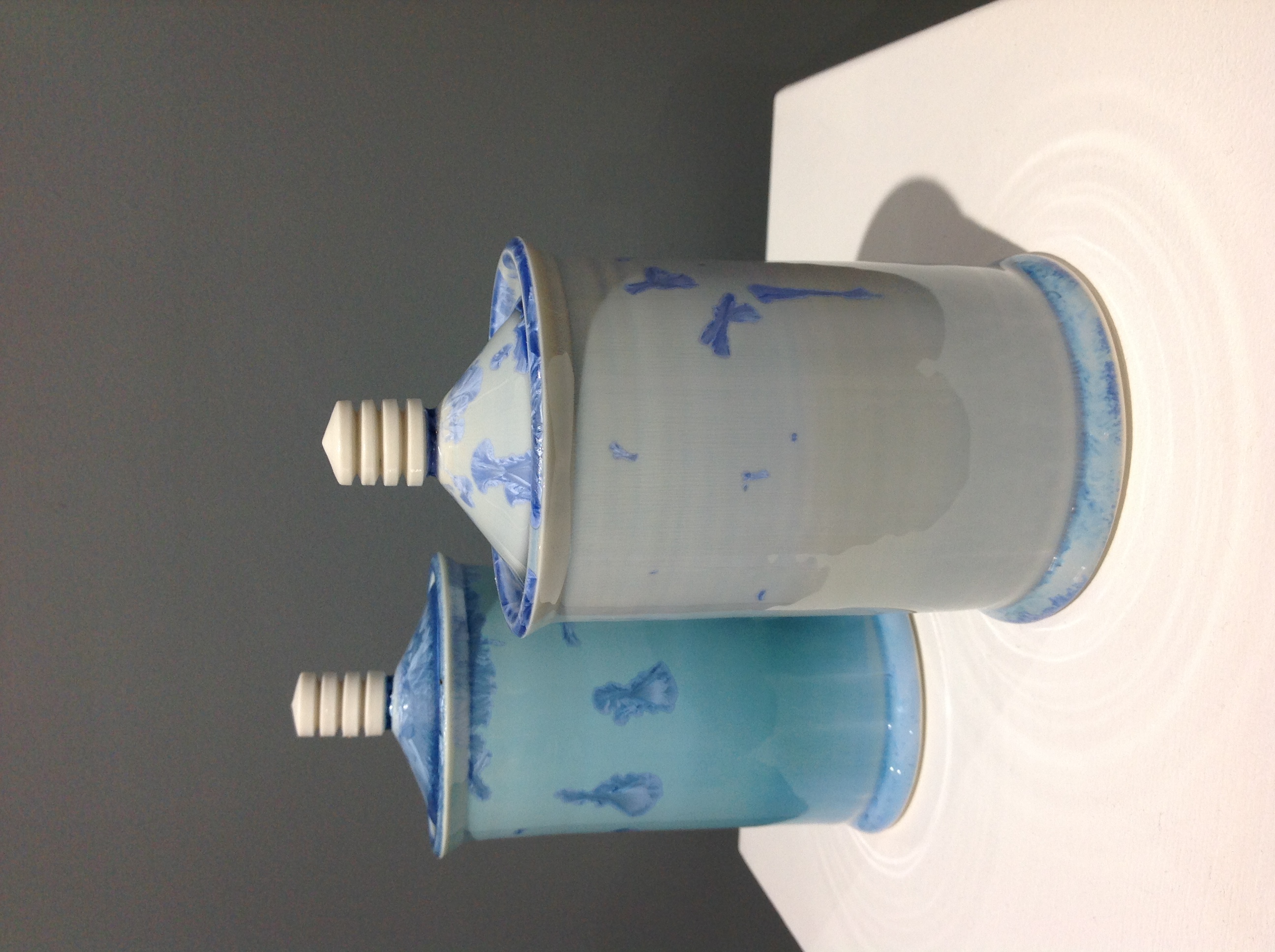 Crystalline glazed lidded jars
