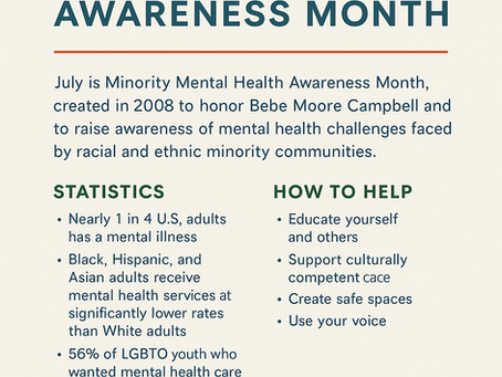 🧠 July Is Minority Mental Health Awareness Month: Honoring Voices, Healing Communities