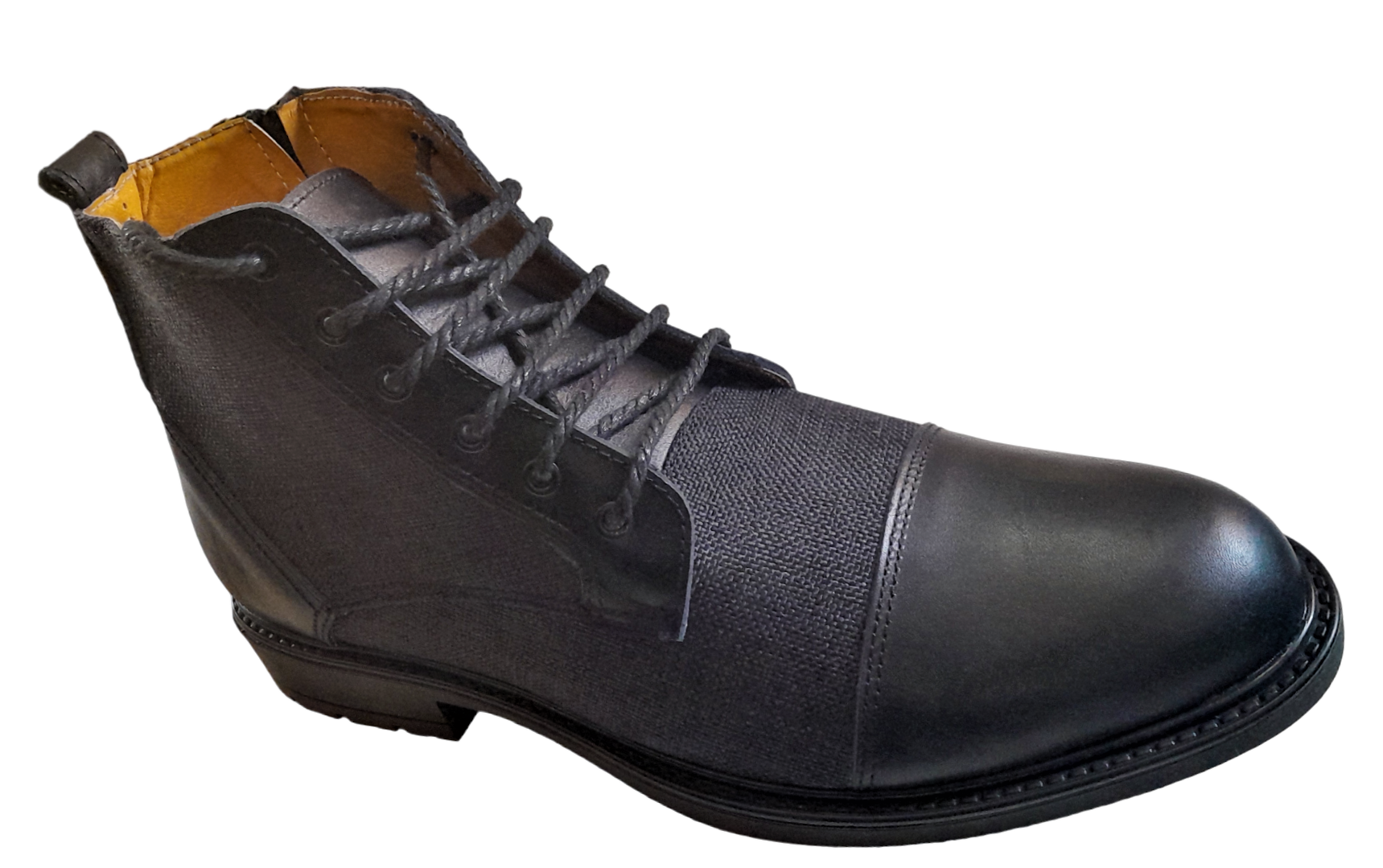 Bottines tendance pour homme en cuir et tissu gris