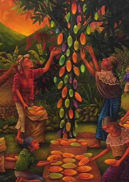 Painting Depicting the Harvest of Cacao / Pintura que Representa la Cosecha del Cacao