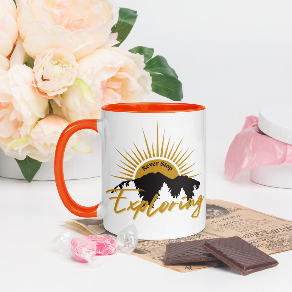 Thumbnail: "Never Stop Exploring" Mug with Color Inside (2-sided print)