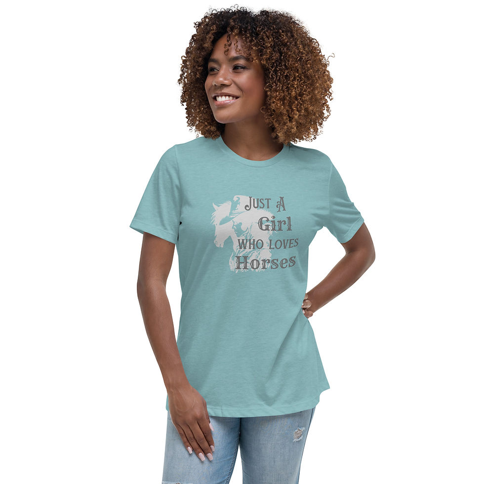 Thumbnail: "Just A Girl Who Loves Horses" -Dark Print- Women's Relaxed T-Shirt