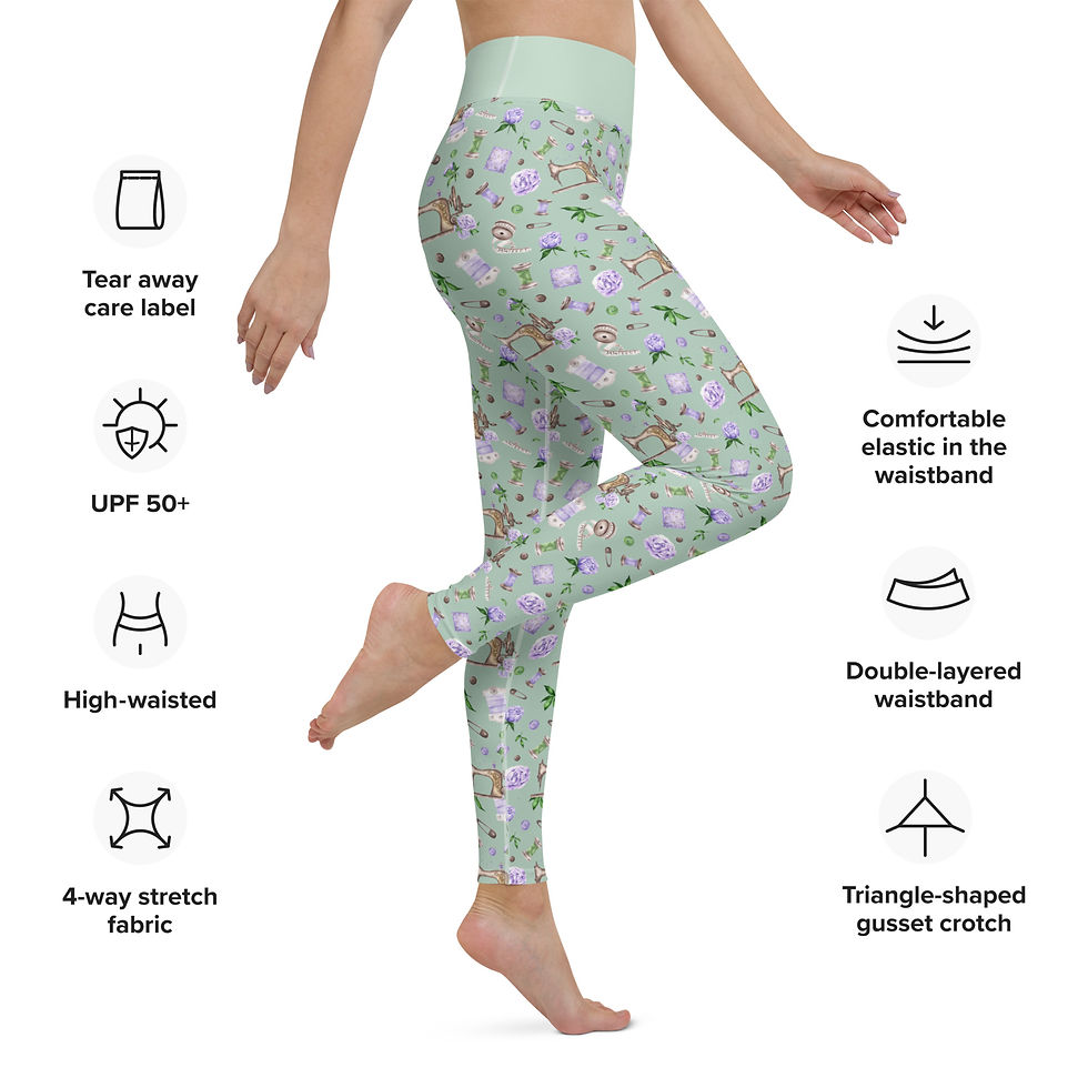 Thumbnail: Sewing Machine & Floral Athletic Leggings