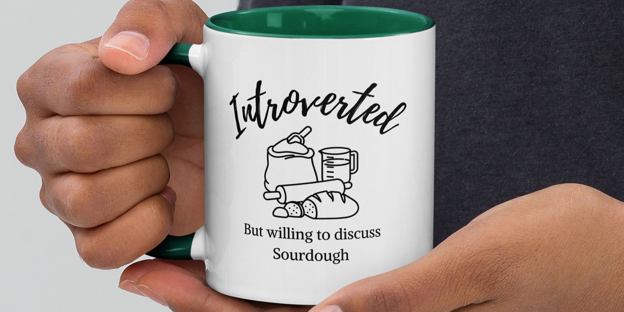 "Introverted / Sourdough" Mug with Color Inside