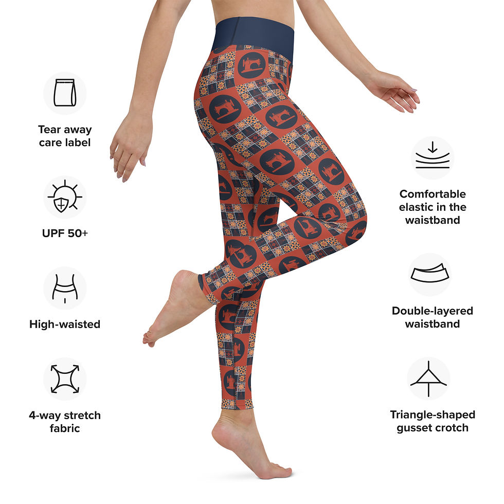 Thumbnail: Quilt & Machine Orange Athletic Leggings