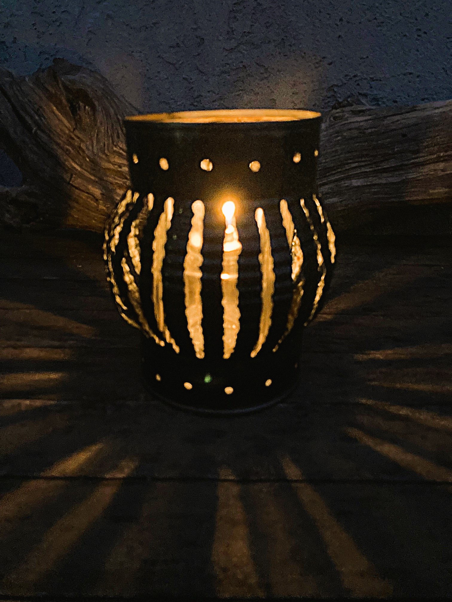 Hand Forged Recycled Tin Can Luminary - Large
