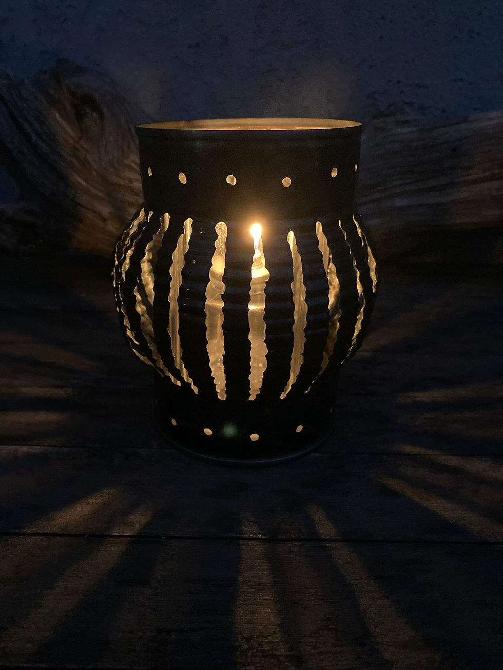 Thumbnail: Hand Forged Recycled Tin Can Luminary - Large