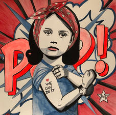 « Se can do it » 50 x 50 cm. Acrylique sur canson. Encadrement noir. Prix: 450 €