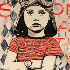 « Life is an adventure » 50 x 65 cm. Acrylique sur canson. Encadrement noir. Prix: 500 €