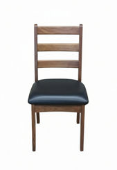 Solid walnut dining chair with upholstered seat made in Oregon
