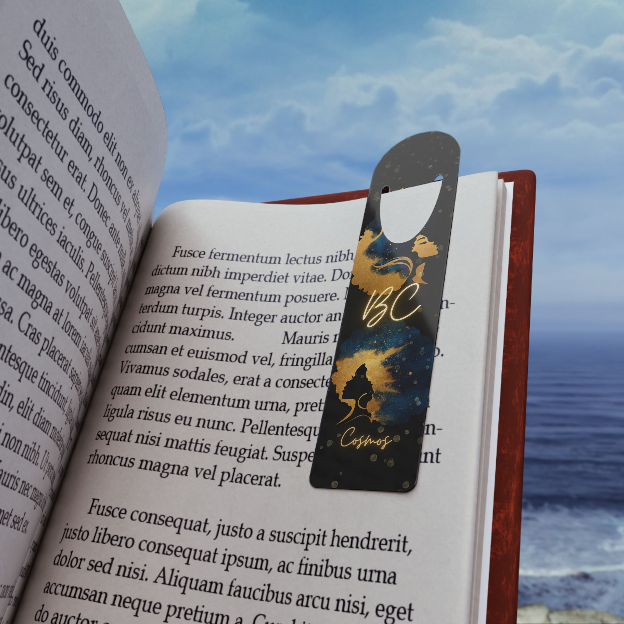 Black Cosmos · Signature Bookmark (Navy Gold)