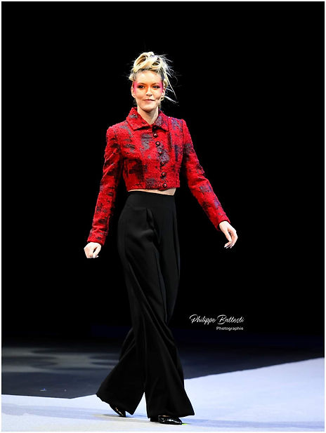 Pantalon noir veste tailleur technique Haute Couture
